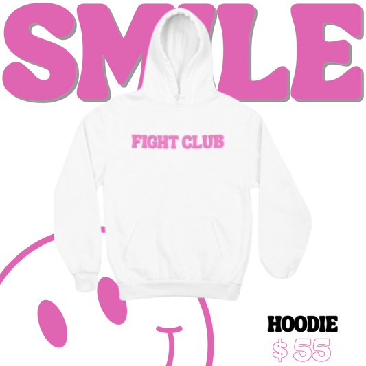 Fight with a Smile White & Pretty in Pink Hoodie